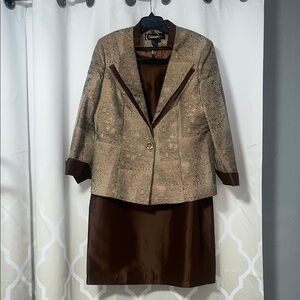 Susanna Brown and Tan Women's Blazer/Skirt 2 piece